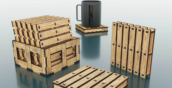 Sottobicchieri simil  pallet con scatolina personalizzabili
