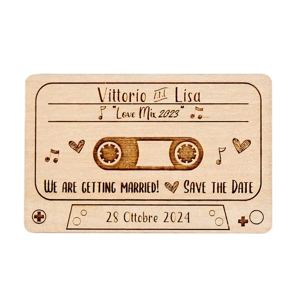 Magnete  Save the date a forma di musicassetta per matrimonio - immagine 3
