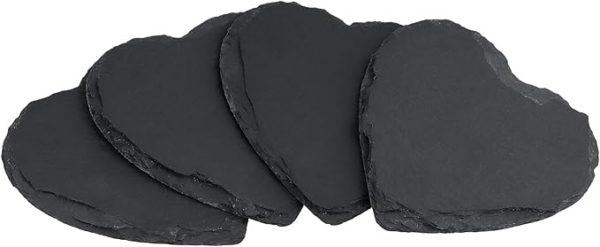 Sottobicchiere in Ardesia Naturale  a Forma di Cuore  - 4 pezzi - immagine 2