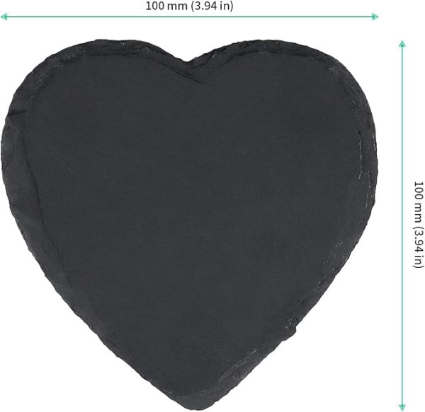 Sottobicchiere in Ardesia Naturale  a Forma di Cuore  - 4 pezzi - immagine 4