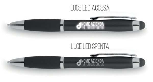 Penna  a sfera touch personalizzabile con logo o scritta luminosa - immagine 2
